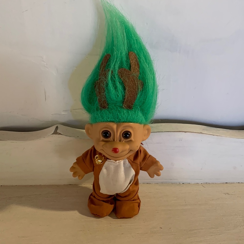 Vintage Reindeer Christmas Troll Doll